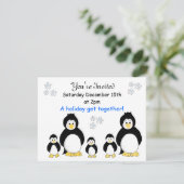 Pinguin Holiday Party Einladung (Stehend Vorderseite)