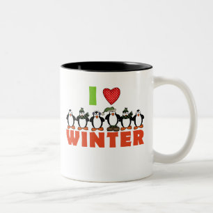 Pinguin I Liebe Winter Zweifarbige Tasse