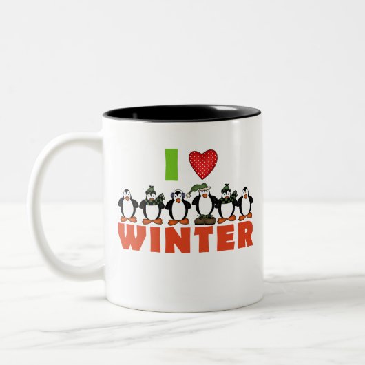 Pinguin I Liebe Winter Zweifarbige Tasse (Links)