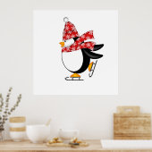 Pinguin-Ice-Skaten mit Hut und Scarf-Beutel Poster (Küche)