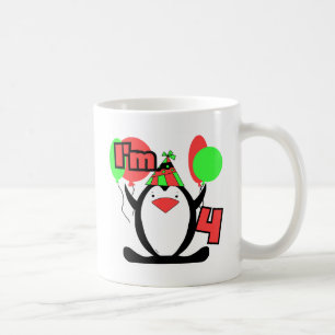 Pinguin ich bin 4 Geburtstag T Shirts und Geschenk Kaffeetasse