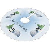 Pinguin-Iglu-Weihnachtsbaum-Rock Polyester Weihnachtsbaumdecke (Schrägansicht)