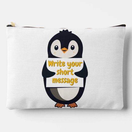 Pinguin-Illustration mit anpassbarem Schild Zubehörtasche (Vorderseite)