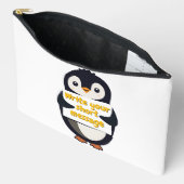 Pinguin-Illustration mit anpassbarem Schild Zubehörtasche (Offen)