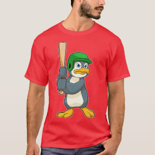 Pinguin im Baseball mit Baseballschläger T-Shirt