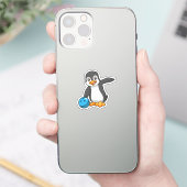 Pinguin im Bowling mit Bowlingball Aufkleber (Telefon)