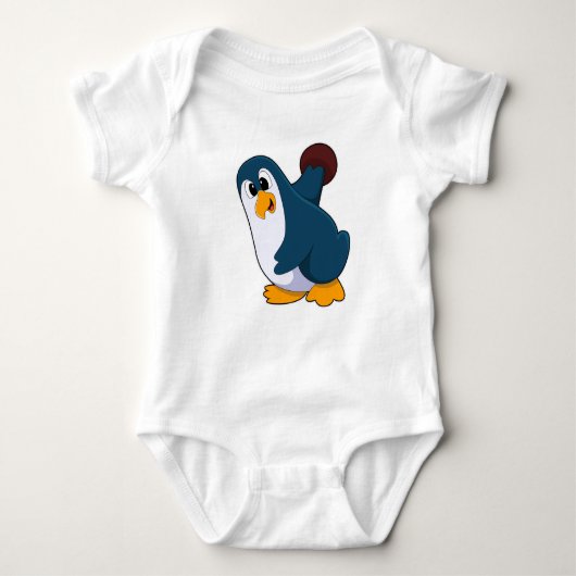 Pinguin im Bowling mit Bowlingball Baby Strampler (Vorderseite)