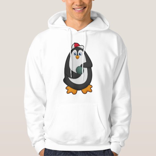 Pinguin im Bowling mit Bowlingball Hoodie (Vorderseite)