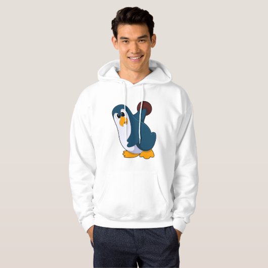 Pinguin im Bowling mit Bowlingball Hoodie (Vorne ganz)