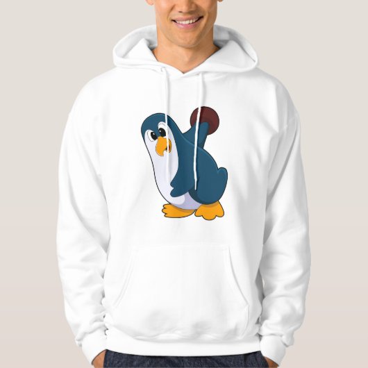 Pinguin im Bowling mit Bowlingball Hoodie (Vorderseite)