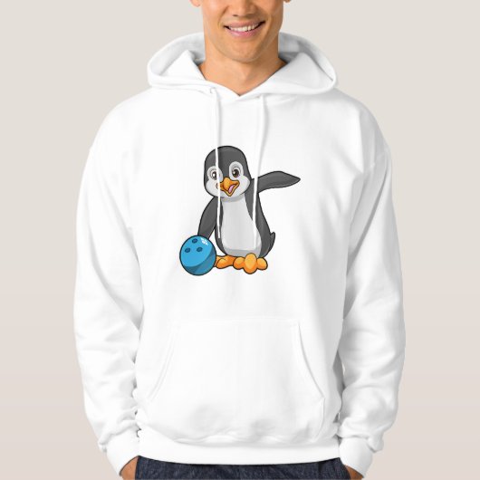Pinguin im Bowling mit Bowlingball Hoodie (Vorderseite)