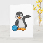 Pinguin im Bowling mit Bowlingball Karte (Gelbe Blume)
