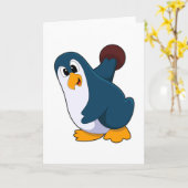Pinguin im Bowling mit Bowlingball Karte (Gelbe Blume)