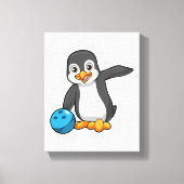 Pinguin im Bowling mit Bowlingball Leinwanddruck (Vorderseite)