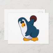 Pinguin im Bowling mit Bowlingball Postkarte (Vorne/Hinten)
