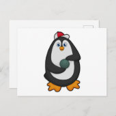 Pinguin im Bowling mit Bowlingball Postkarte (Vorne/Hinten)