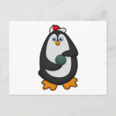 Pinguin im Bowling mit Bowlingball Postkarte (Vorderseite)