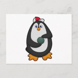 Pinguin im Bowling mit Bowlingball Postkarte