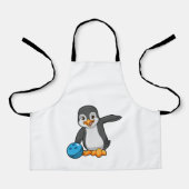 Pinguin im Bowling mit Bowlingball Schürze (Vorderseite)