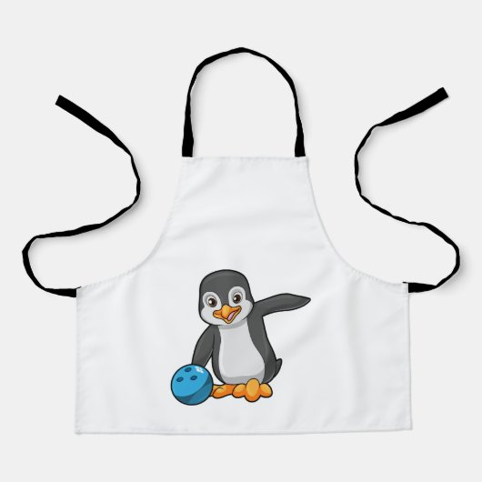 Pinguin im Bowling mit Bowlingball Schürze (Vorderseite)