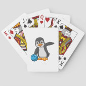 Pinguin im Bowling mit Bowlingball Spielkarten (Rückseite)
