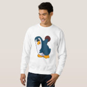 Pinguin im Bowling mit Bowlingball Sweatshirt (Vorne ganz)
