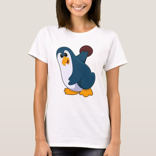 Pinguin im Bowling mit Bowlingball T-Shirt (Vorderseite)