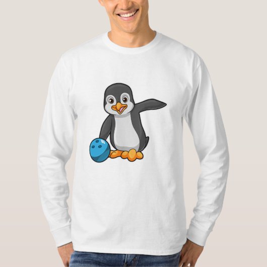 Pinguin im Bowling mit Bowlingball T-Shirt (Vorderseite)