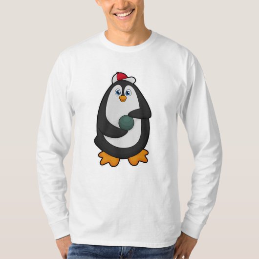 Pinguin im Bowling mit Bowlingball T-Shirt (Vorderseite)