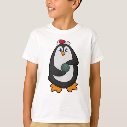 Pinguin im Bowling mit Bowlingball T-Shirt (Vorderseite)