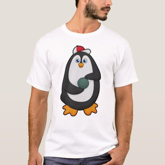 Pinguin im Bowling mit Bowlingball T-Shirt (Vorderseite)