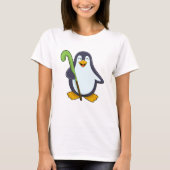 Pinguin im Hockey mit Hockey-Schläger T-Shirt (Vorderseite)