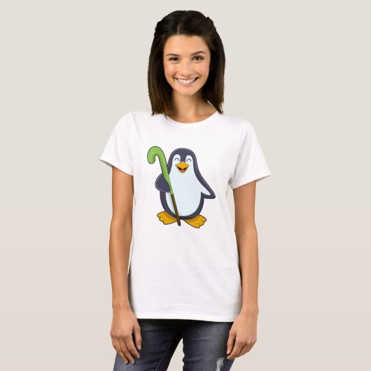 Pinguin im Hockey mit Hockey-Schläger T-Shirt (Vorne ganz)