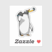 Pinguin im Hockey mit Hockeystick Aufkleber (Blatt)