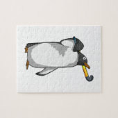 Pinguin im Hockey mit Hockeystick Puzzle (Horizontal)