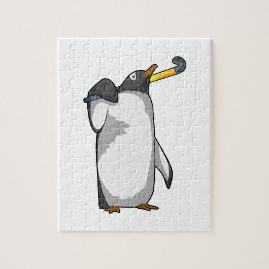 Pinguin im Hockey mit Hockeystick Puzzle (Vertikal)