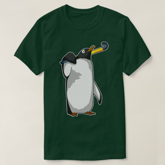 Pinguin im Hockey mit Hockeystick T-Shirt (Design vorne)