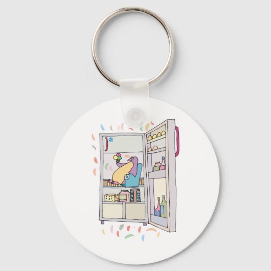 Pinguin im Kühlschrank Schlüsselanhänger (Vorderseite)