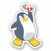 Pinguin im Poker mit Poker-Karten Aufkleber (Vorderseite)
