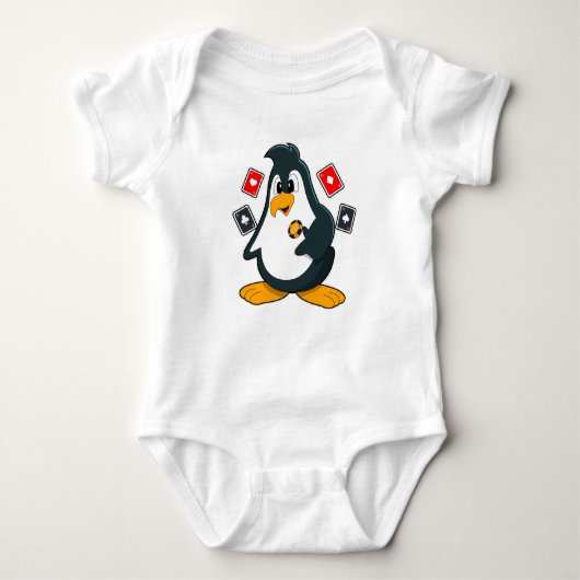 Pinguin im Poker mit Poker-Karten Baby Strampler (Vorderseite)