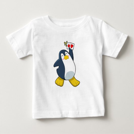 Pinguin im Poker mit Poker-Karten Baby T-shirt (Vorderseite)