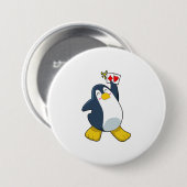 Pinguin im Poker mit Poker-Karten Button (Vorne & Hinten)