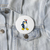 Pinguin im Poker mit Poker-Karten Button (Beispiel)