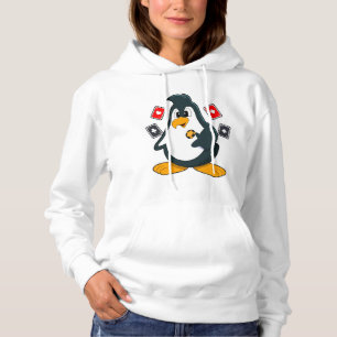 Pinguin im Poker mit Poker-Karten Hoodie