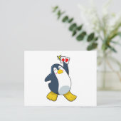 Pinguin im Poker mit Poker-Karten Postkarte (Stehend Vorderseite)