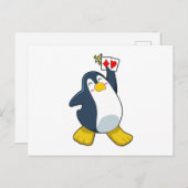 Pinguin im Poker mit Poker-Karten Postkarte (Vorne/Hinten)