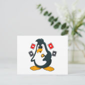 Pinguin im Poker mit Poker-Karten Postkarte (Stehend Vorderseite)