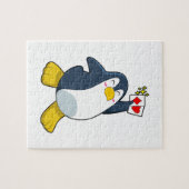 Pinguin im Poker mit Poker-Karten Puzzle (Horizontal)