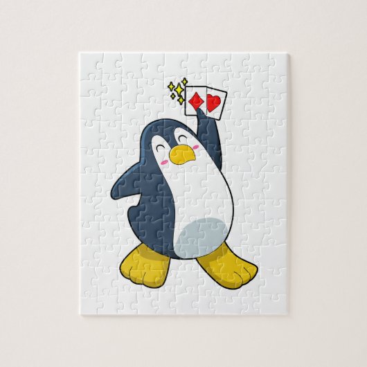 Pinguin im Poker mit Poker-Karten Puzzle (Vertikal)
