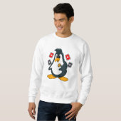 Pinguin im Poker mit Poker-Karten Sweatshirt (Vorne ganz)